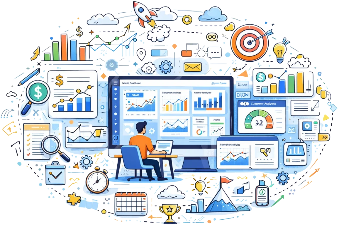 Illustration for business dashboard development