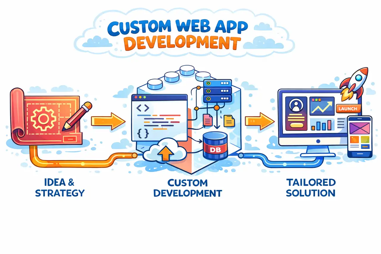 illustration of custom web application development